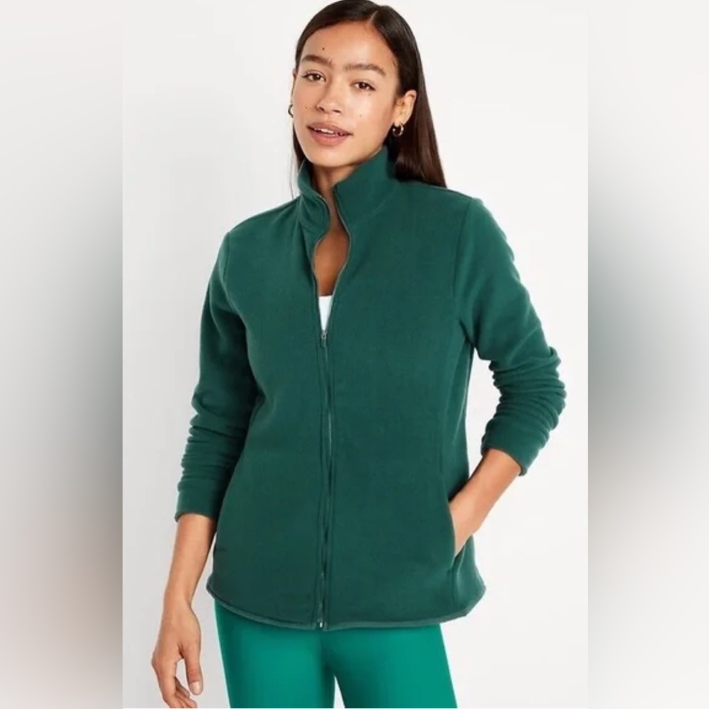 Old Navy Women’s Performance Green Zip-Up Fleece Jacket